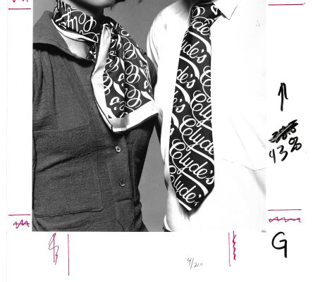 Models wearing Frankie Welch Clyde’s scarf and tie, ca. 1976