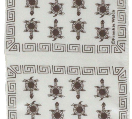 Frankie Welch Turtles scarf, designed ca. 1971, Qiana